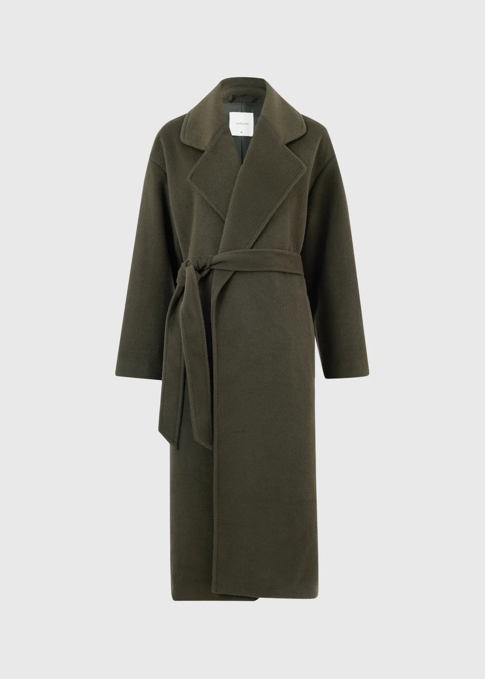 Olive Longline Belted Wrap Coat - S Image 6