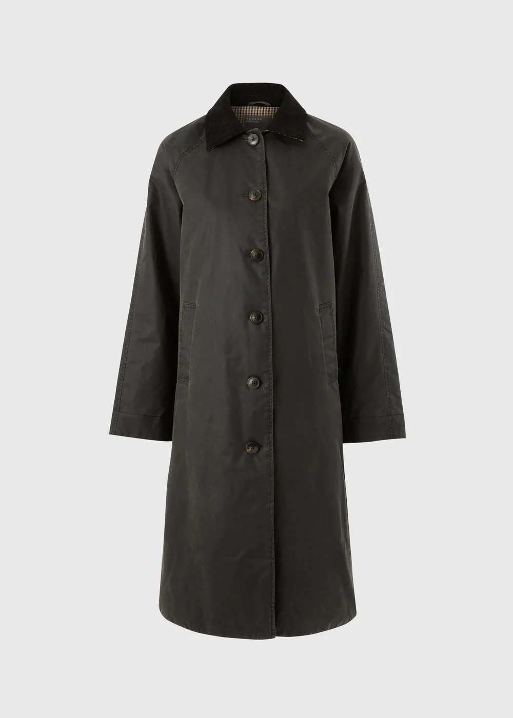 Khaki Longline Wax Look Barn Jacket - M Image 4