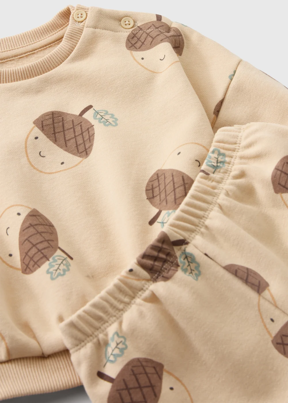Kids Cream Acorn Top & Jogging Bottoms Set (0-23mths) - Up to 1 Month Image 2