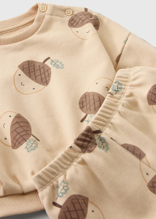 Kids Cream Acorn Top & Jogging Bottoms Set (0-23mths) - Up to 1 Month Image 2