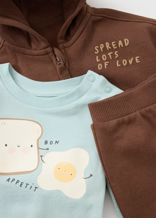 3 Piece Baby Brown Brunch Sweat Set (0-23mths) - Up to 1 Month Image 2