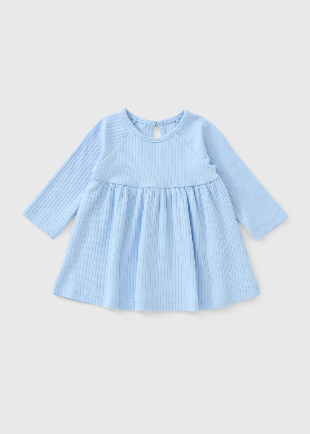 Baby Blue Ribbed Dress (0-23mths) - Up to 1 Month Image 1