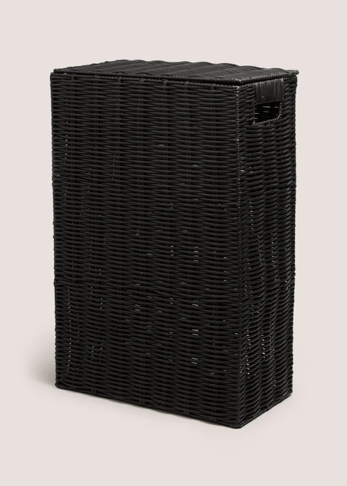 Black Woven Narrow Laundry Basket Image 1