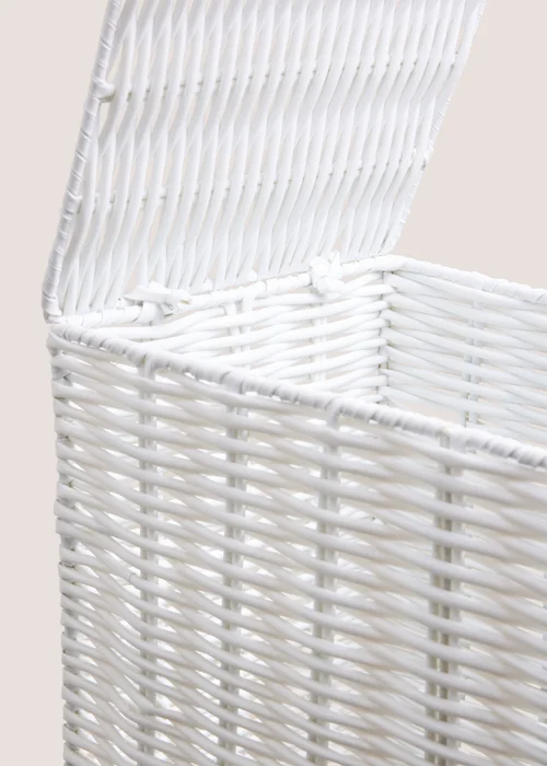White Woven Narrow Laundry Basket Image 2