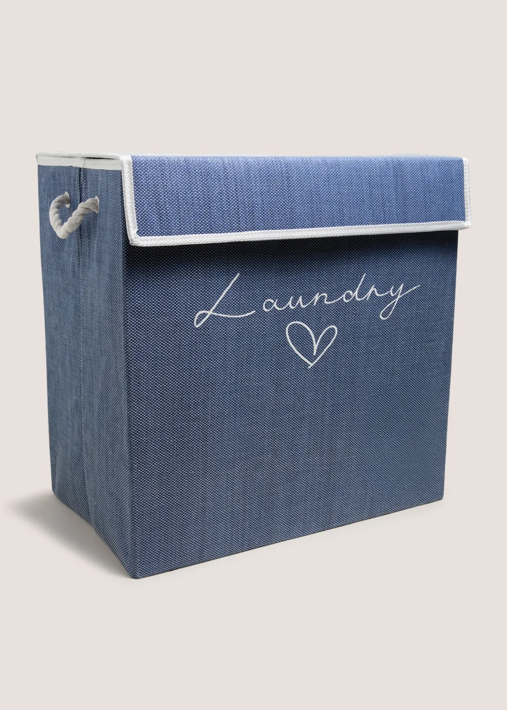 Navy Fabric Collapsible Laundry Basket Image 1