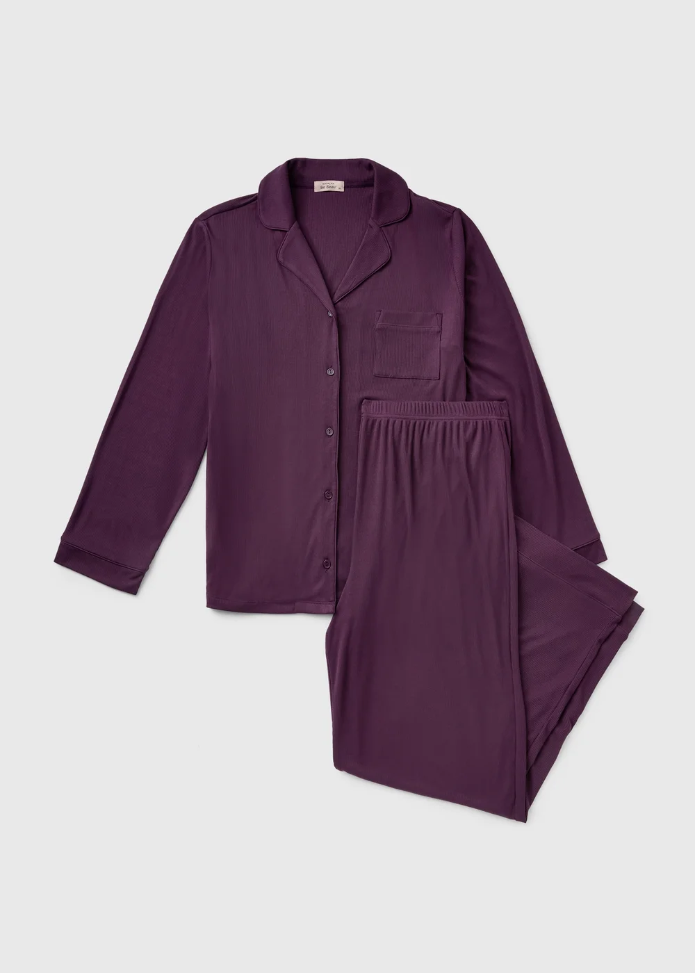 Wine Ribbed Traditional Pyjamas - XS Image 4