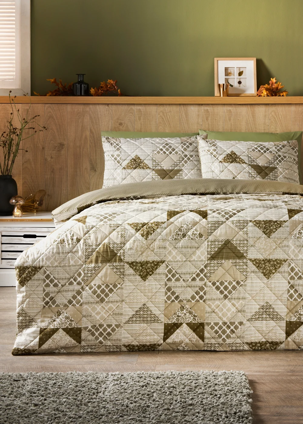Green Patchwork Duvet Set - Double Image 1