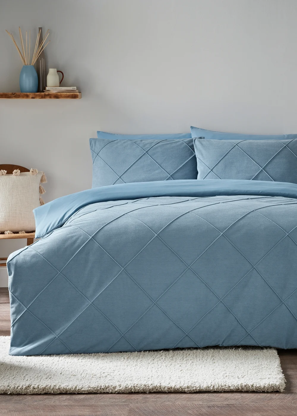 Teal Corduroy Duvet Set - Double Image 1