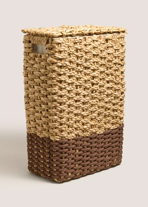 Brown Narrow Rope Woven Laundry Basket Image 1
