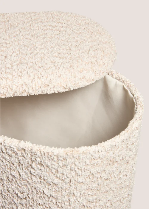 Cream Boucle Laundry Basket Image 2