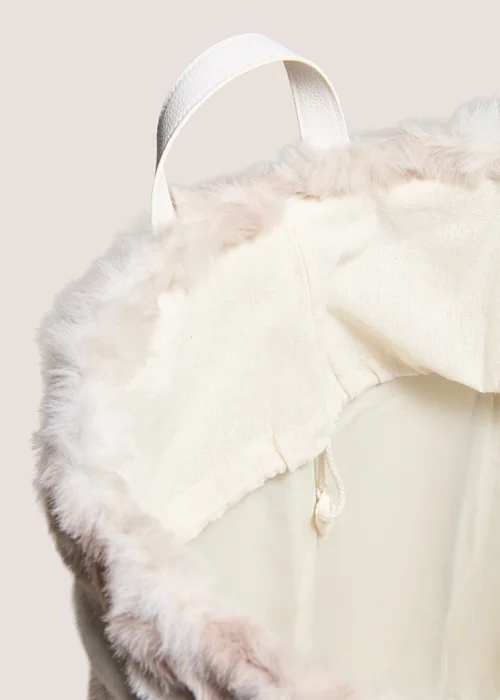 Beige Faux Fur Laundry Basket Image 2
