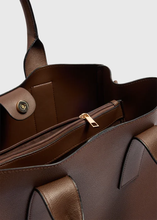 Chocolate Brown XL Triple Compartment Bag - One Size Image 2