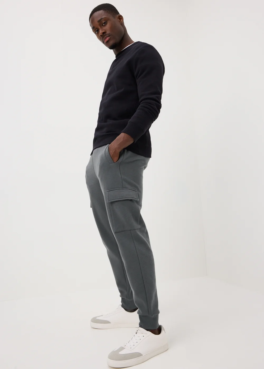 Grey Slim Fit Cargo Jogging Bottoms - XS Image 1
