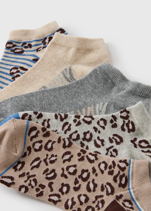 5 Pack Animal Print Ankle Socks - One Size Image 2