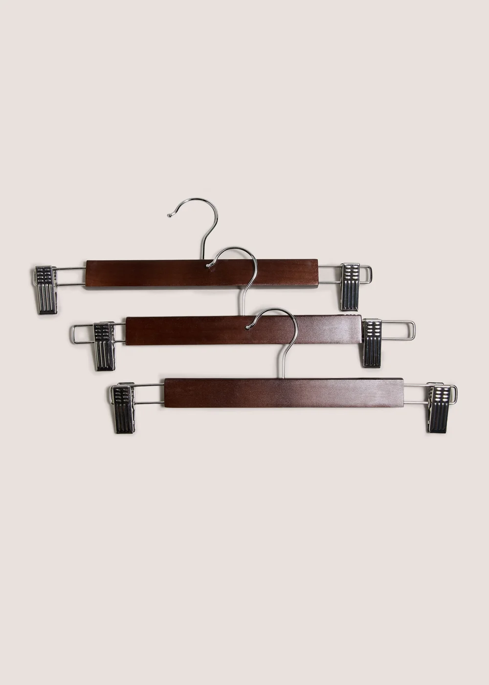 3 Pack Brown Dark Wood Trouser Hangers Image 1