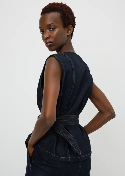 Indigo Belted Co Ord Denim Waistcoat - 22 Image 3