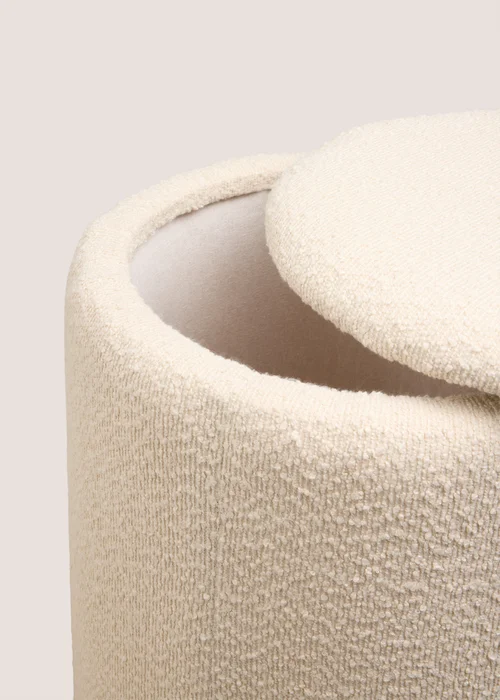 Cream Boucle Storage Pouffe Image 2