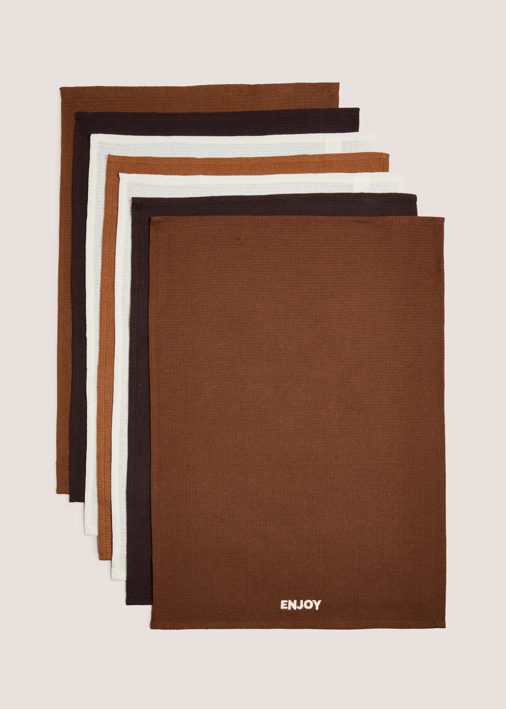 7 Pack Beige Slogan Tea Towels Image 1