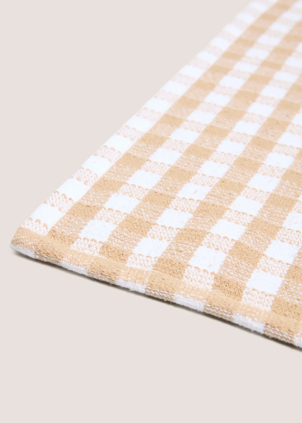 Beige Check Tea Towel Image 2