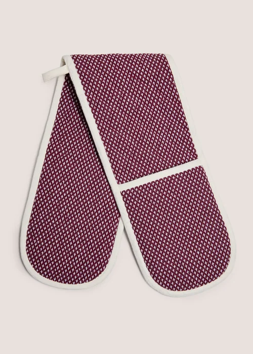 Burgundy Contrast Stitch Oven Glove Image 1