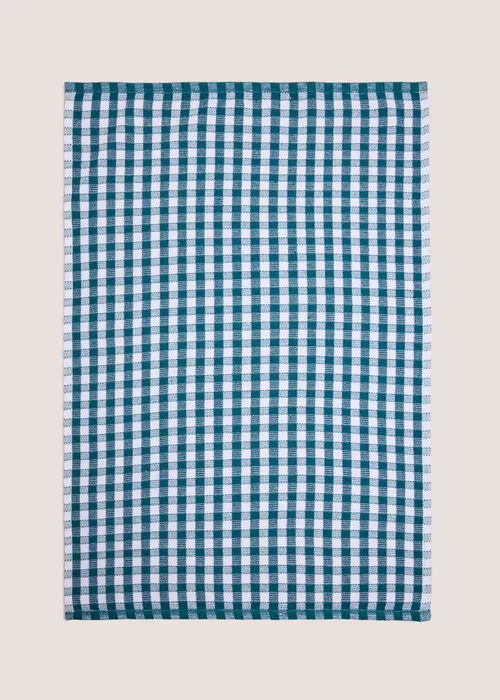 Teal Check Tea Towel Image 1