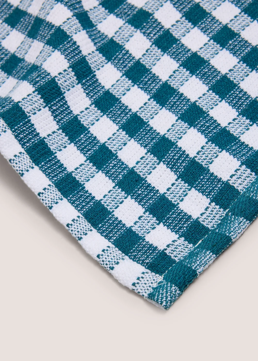 Teal Check Tea Towel Image 2