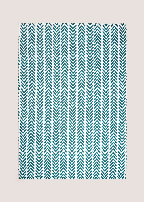 Teal Herringbone Tea Towel Image 1