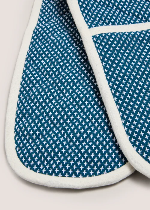 Teal Contrast Stitch Oven Glove Image 2