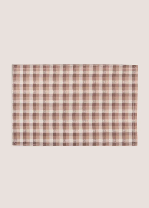 2 Pack Brown Checked Placemats Image 2