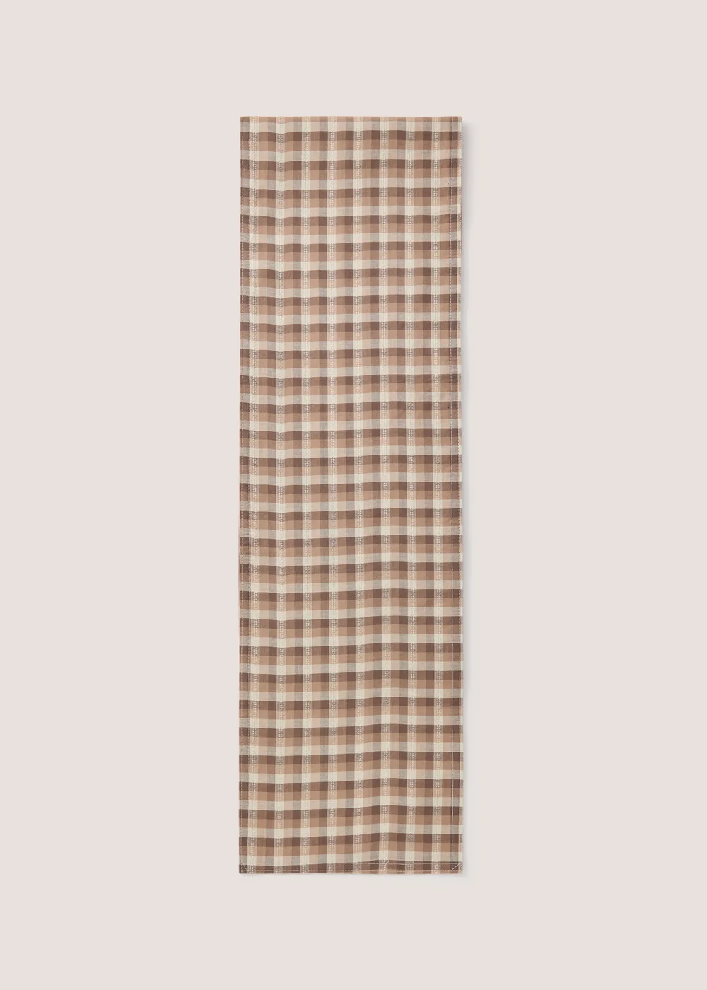 Brown Check Reversable Table Runner Image 1