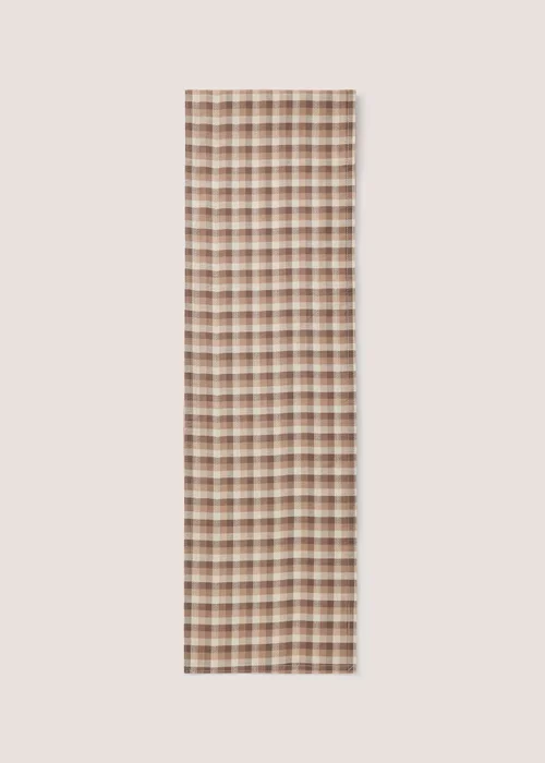 Brown Check Reversable Table Runner Image 1