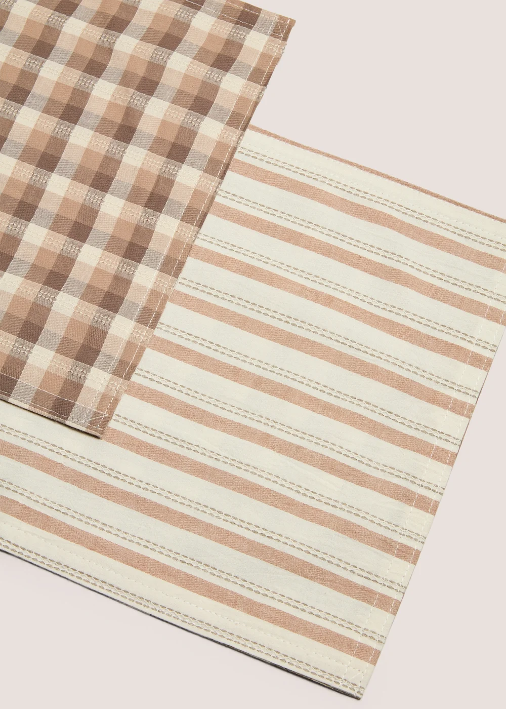 Brown Check Reversable Table Runner Image 2