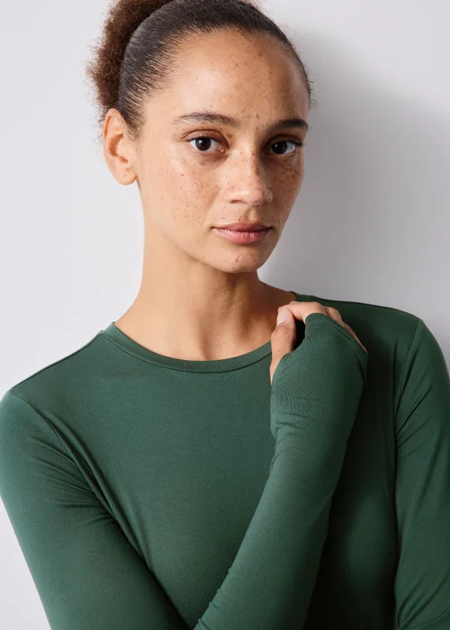 Forest Green Fitted Long Sleeve T-Shirt - 6 Image 3