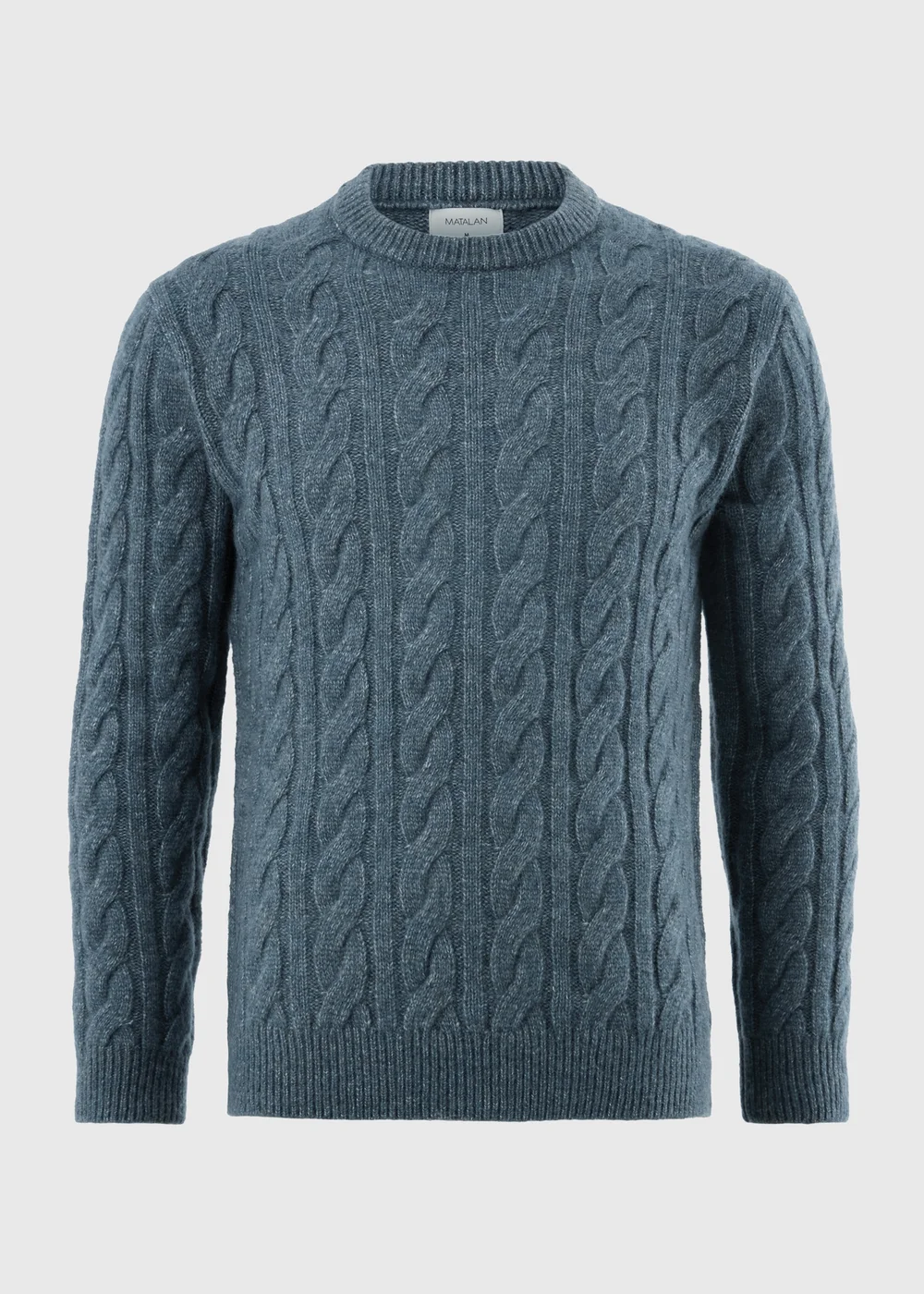 Blue Crew Neck Cable Knit Jumper - S Image 4