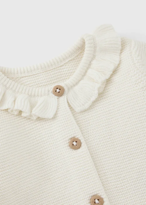 Baby Cream Frilled Cardigan (0-23mths) - Up to 1 Month Image 2