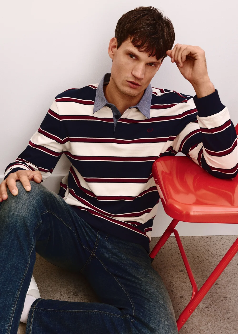 Lincoln Navy Striped Rugby Shirt - S Image 1