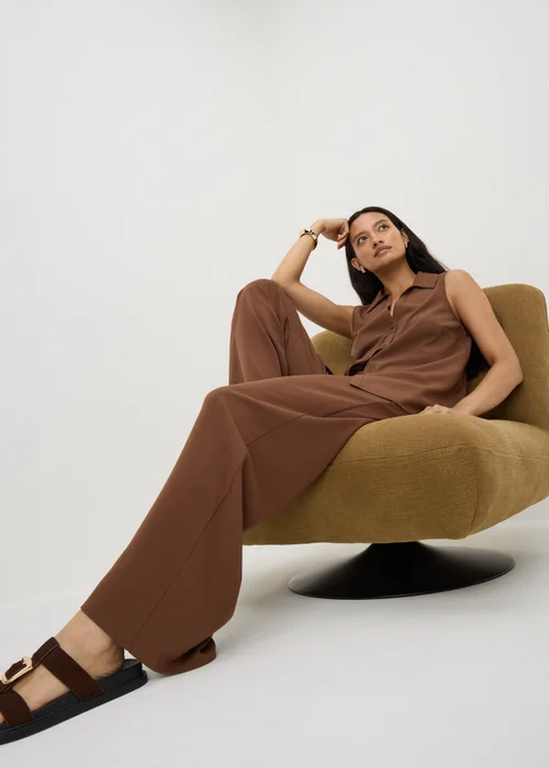 Chocolate Brown Clipper Trousers - 22 Image 1