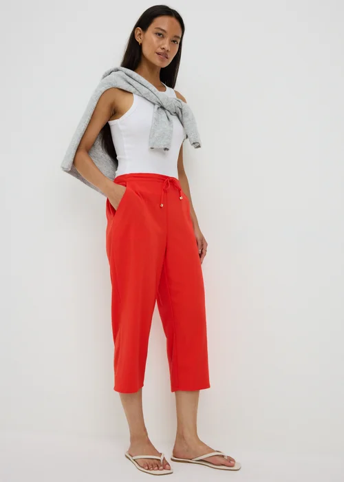 Red Cropped Clipper Trousers - 10 Image 1