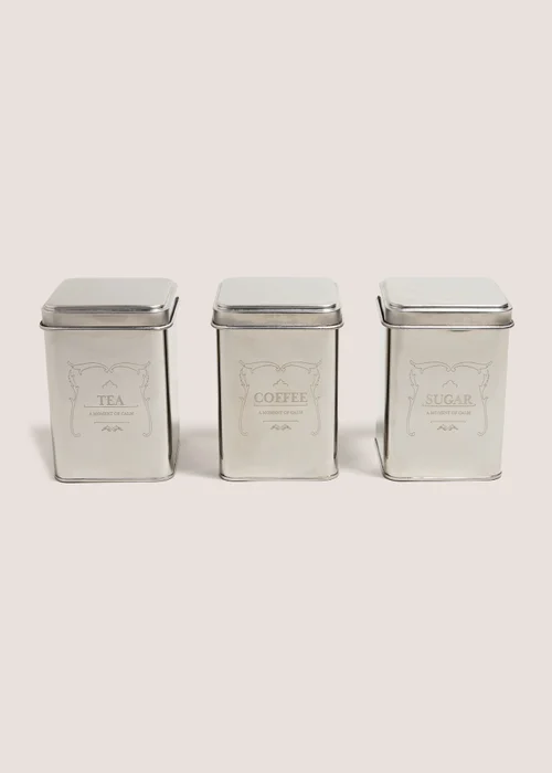 3 Pack Chrome Kitchen Canisters Image 1