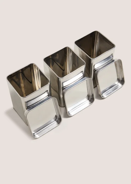 3 Pack Chrome Kitchen Canisters Image 2