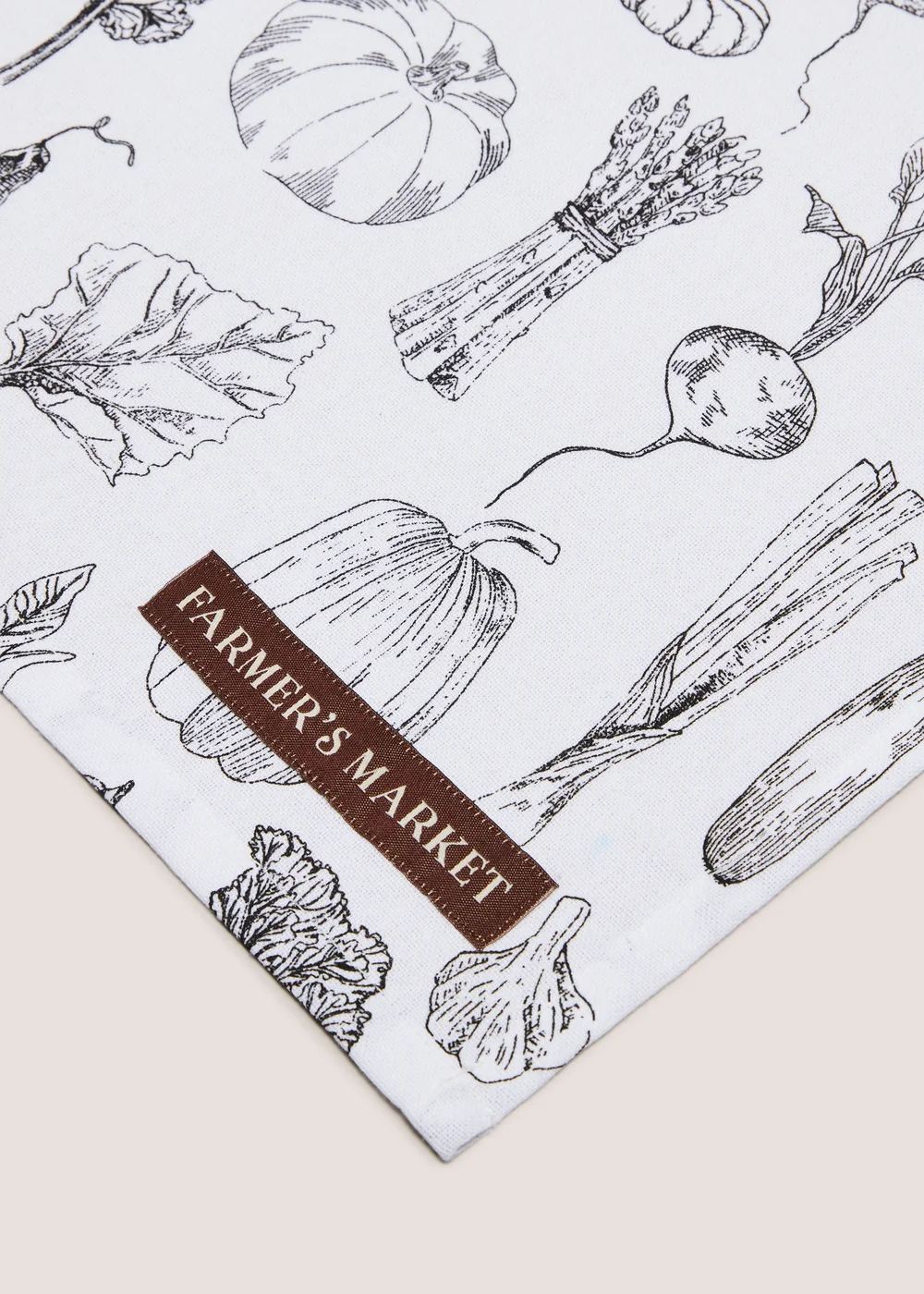 White Vegetable Print Tea Towel Image 2