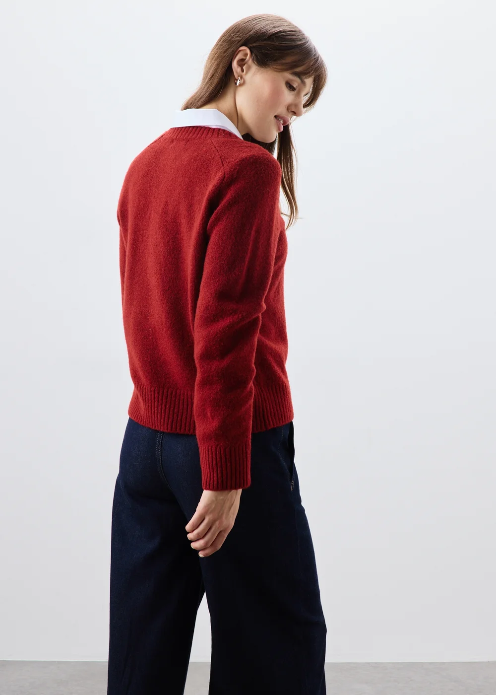 Burnt Red Crew Neck Jumper - XS Image 3