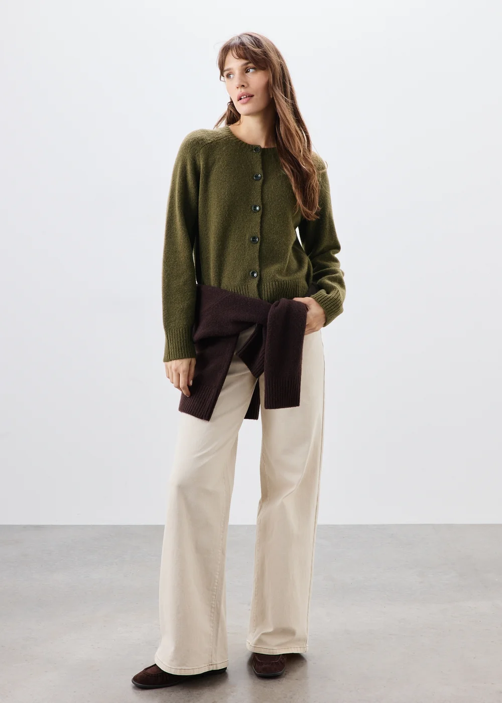 Khaki Button Through Cardigan - XS Image 4