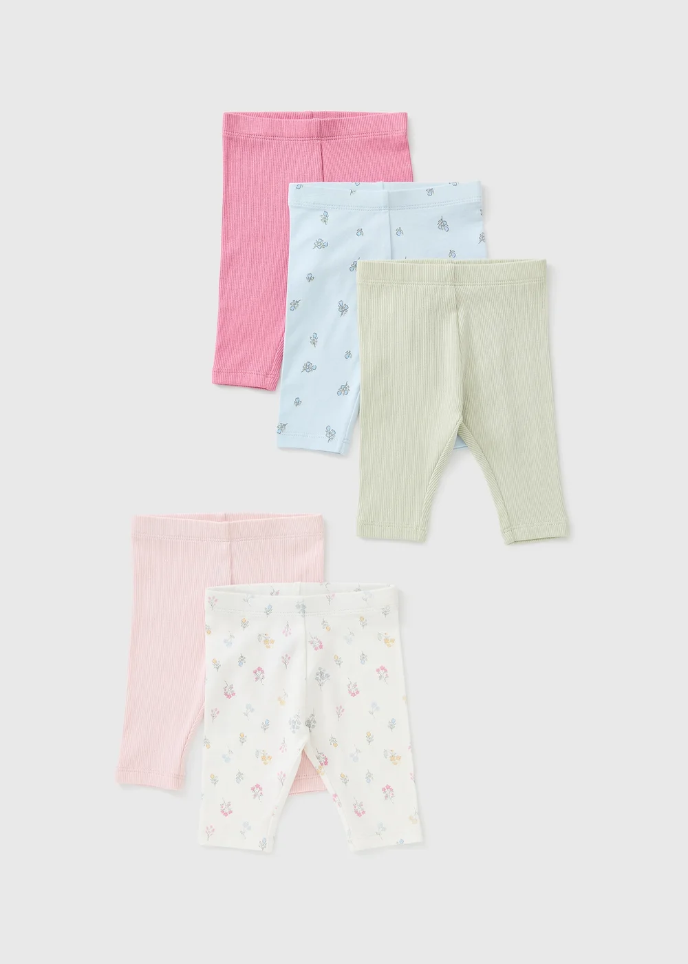 5 Pack Baby Pink Floral Leggings (Newborn-23Mnths) - Up to 1 Month Image 1