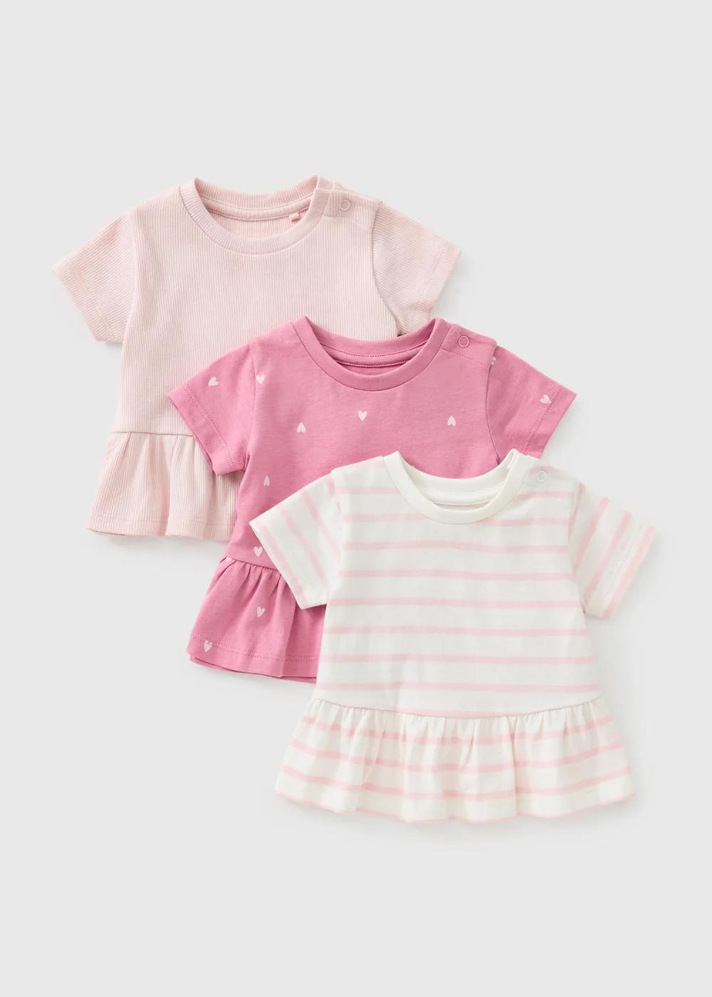 3 Pack Baby Pink Stripe T-Shirts (0-23mths) - 6-9 months Image 1