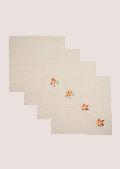 Beige 4PK Pumpkin Napkins Image 1