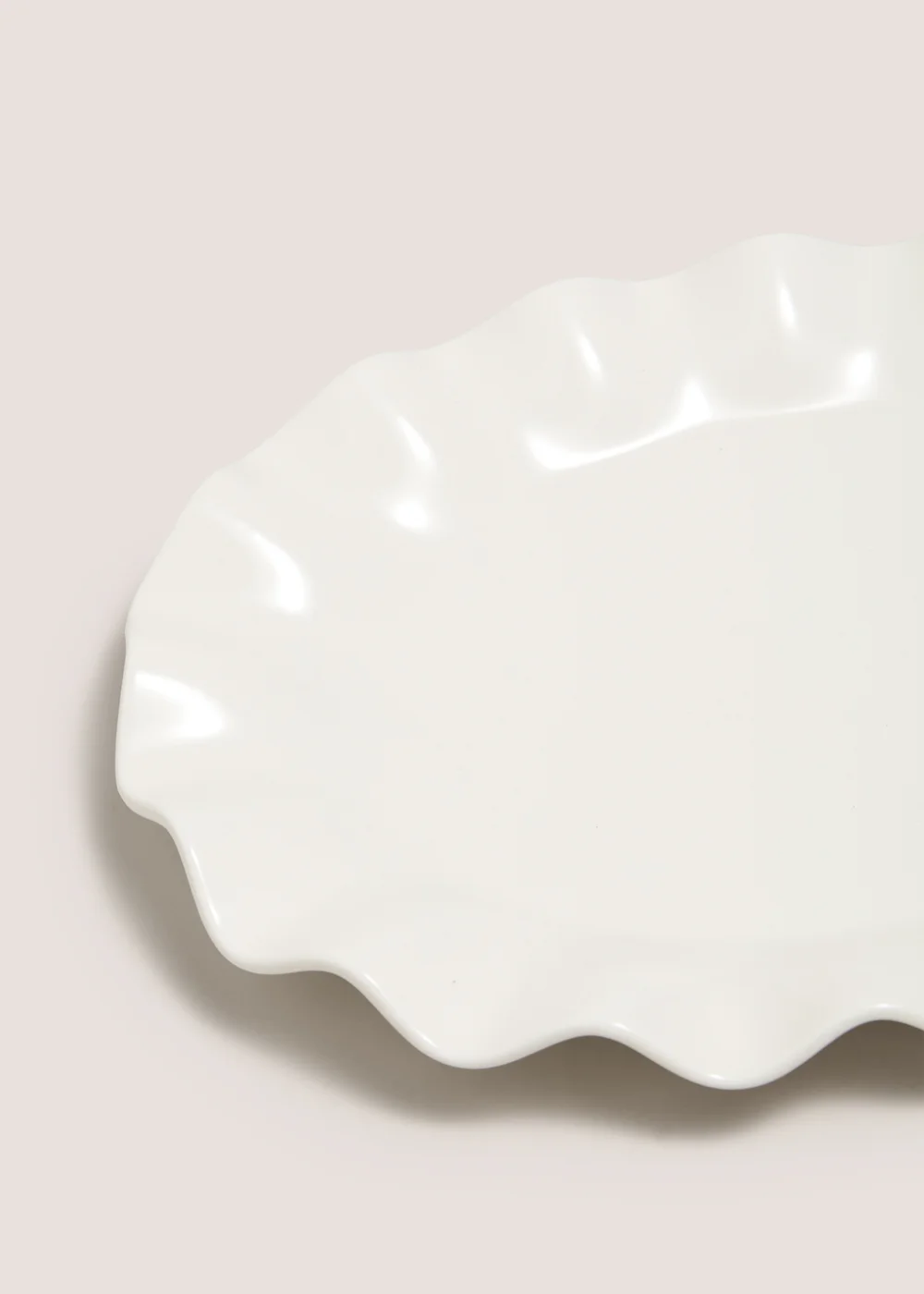 White Wave Oval Serving Plate Image 2