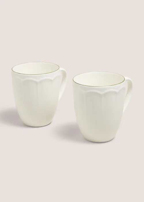 2 Pack Cream & Green Scallop Mugs Image 1