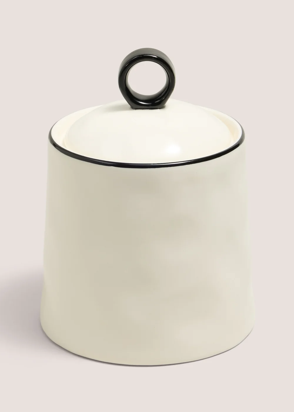 White Ceramic Loop Top Small Storage Jar Image 1