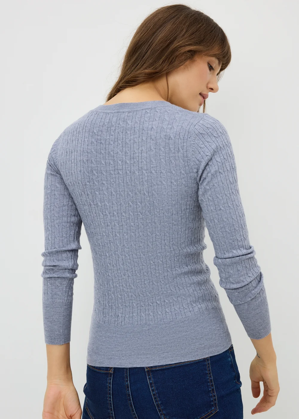 Denim Blue Babycable Knitted Jumper - 8 Image 1